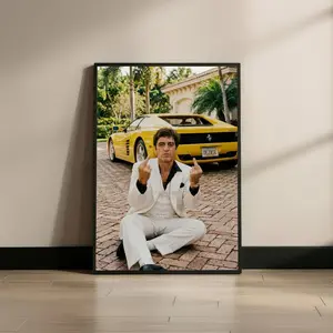 Tony Montana Scarface Poster Wall Art, Iconic Mafia Movie Scene Print, Luxury Gangster Decor, Classic Crime Film Art, Unframed Poster
