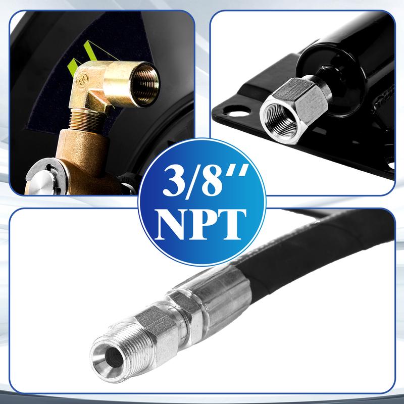 M MINGLE Pressure Washer Hose Reel 100 ft 3/8" NPT to M22 14mm Adapter, Heavy Duty Mounted Hose Reel for 100 ft 3/8" Power Wash Whip Hose 4000 PSI