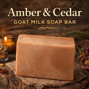 Amber & Cedar Goat Milk Soap Bar | Warm Woodsy Scent | Handmade Moisturizing