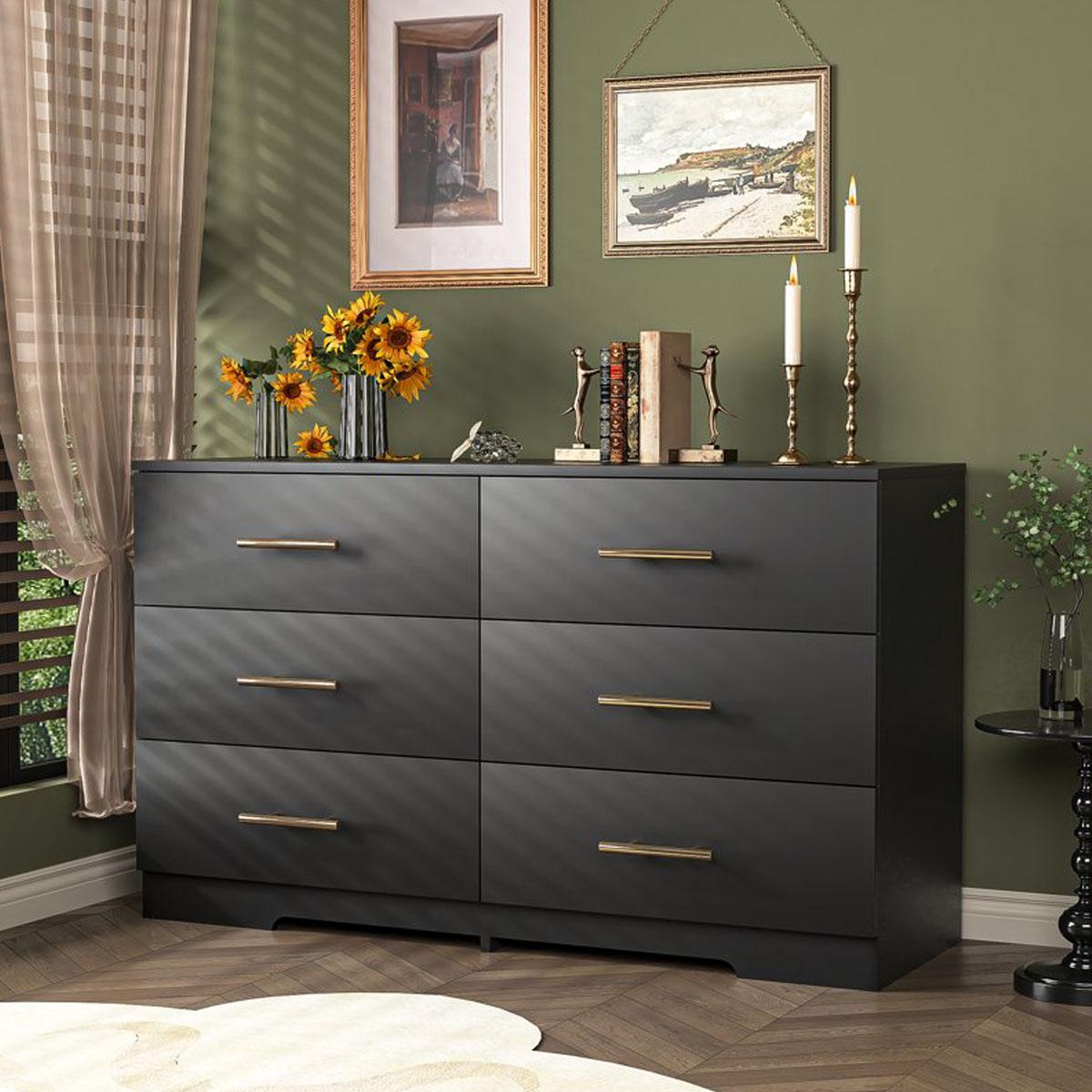Spaco Dresser,Dresser for Bedroom,6 Drawers Dresser,Organizer Storage Cabinet,Chest of Drawer Bedroom/Living Room Furniture