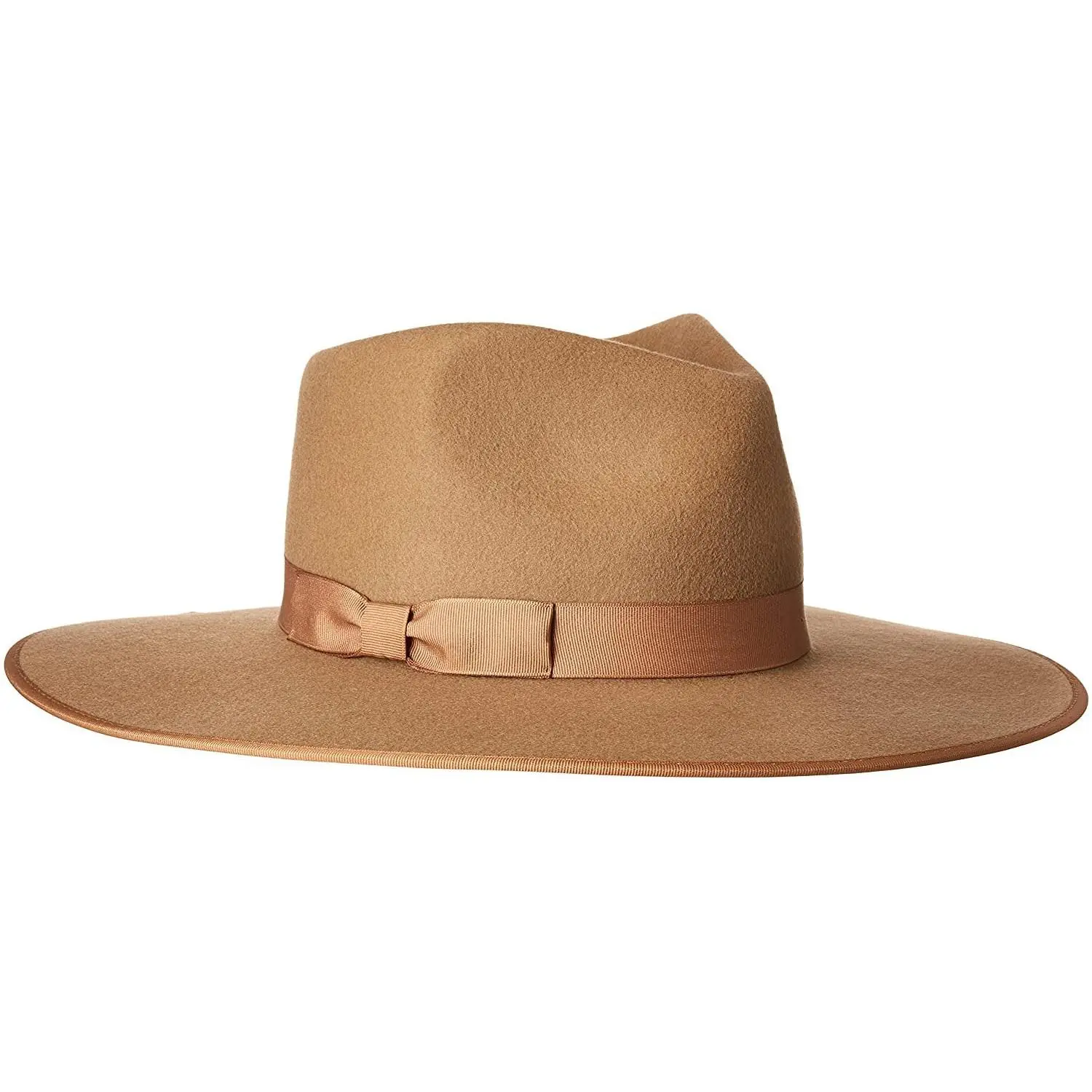 Women's Plain Tonal Gross Grain Teak Rancher Fedora Hat - 100% Australian Wool, 10 cm Wide Brim, UPF 50+ Sun Protection, Large (59), MD (57), Casual Outdoor Use, Spot Clean, Fedora Hats