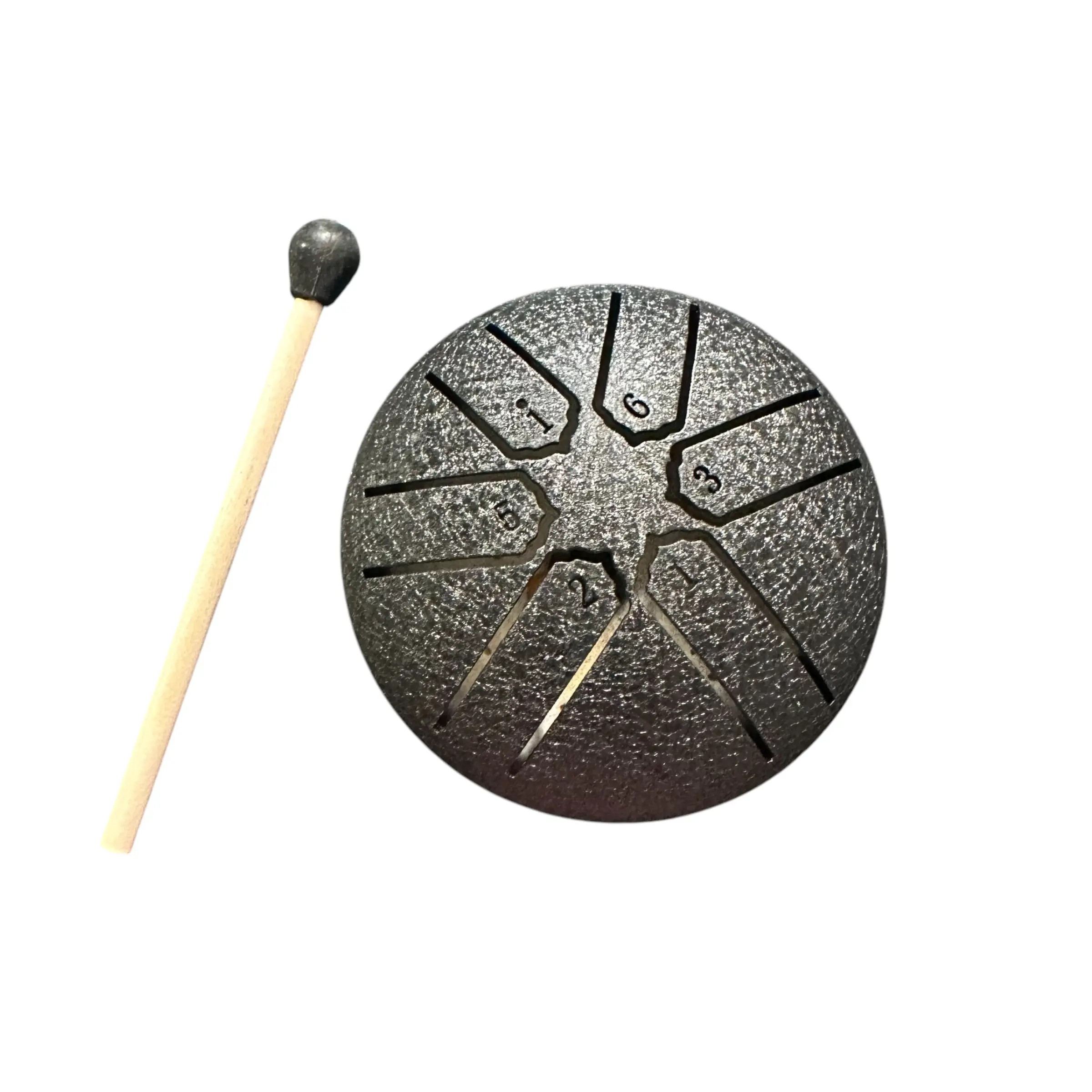 3-Inch Mini Rain Drum - Durable Steel Percussion Instrument, Includes Mallet, Black, Mindfulness Beginner Tool, Great for On-the-Go Meditation, Calming Gift for Classroom