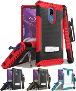 Tri-Shield Rugged Case Cover with  Belt Clip Holster [Metal Kickstand + Wrist Strap Lanyard] for LG Stylo 5, Stylus-5