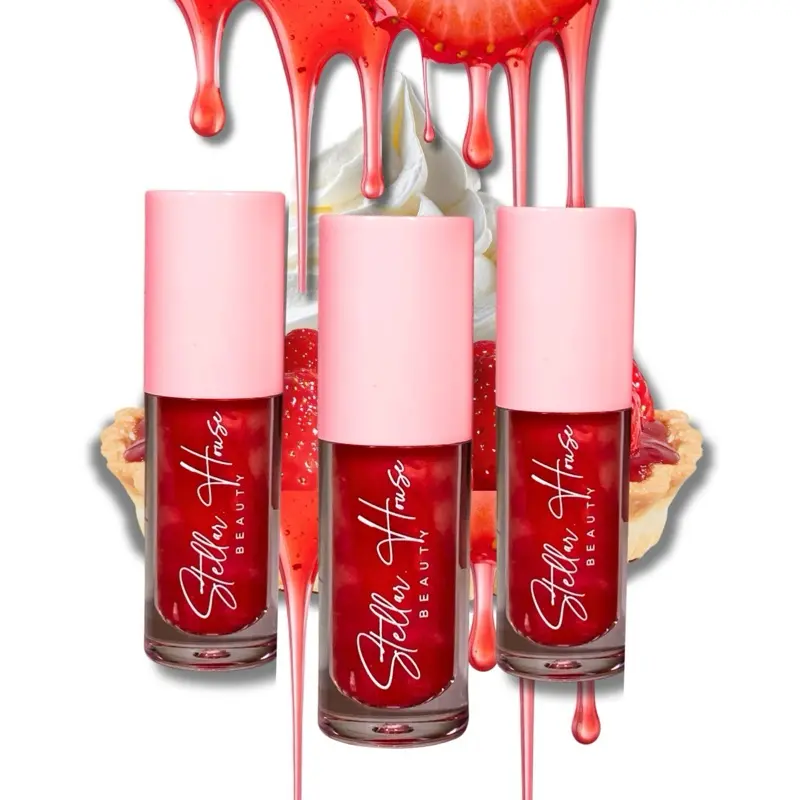 Strawberry Shortcake Lip Gloss Balm - Flavored Butter Gloss- Deep Pink- Smoothing Butter Formula - Non sticky -Moisturizing Hydrating