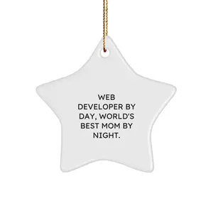 Web Developer Star Ornament Gifts from Mom, Funny Quote for Christmas Unique Gifts for Web Developers, Star Shaped Decorations for Home or Office
