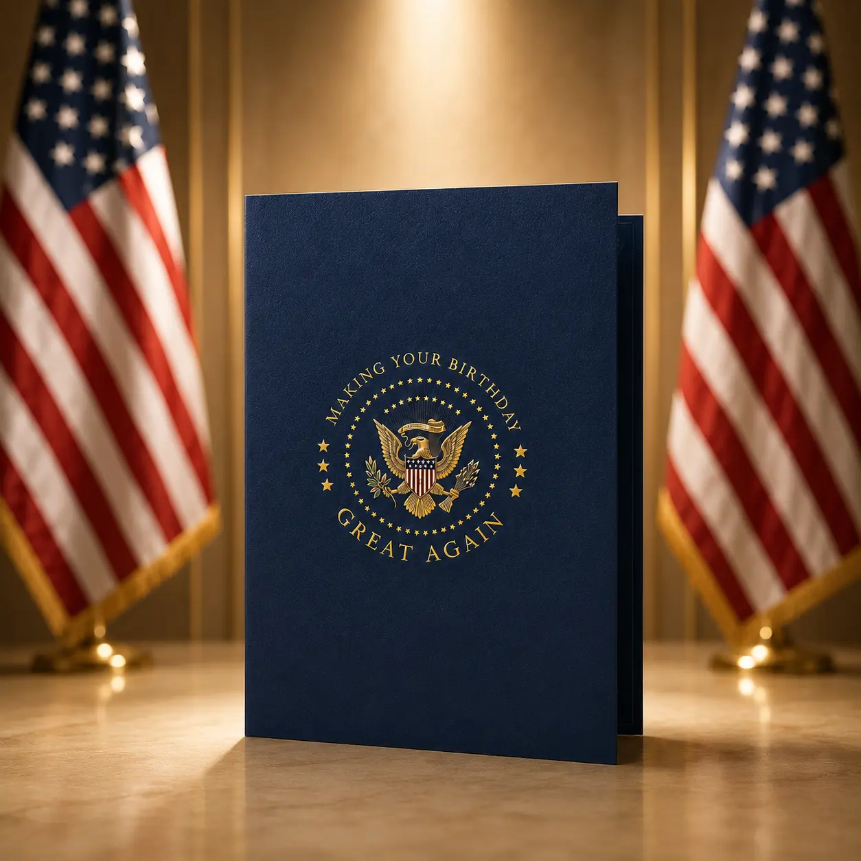Patriotic Humor Trump Talking Audio Birthday Card with Envelope - Auto-Play Office Stationery Greeting Card, 35-Second Voice Message Novelty Gift for Family/Friends