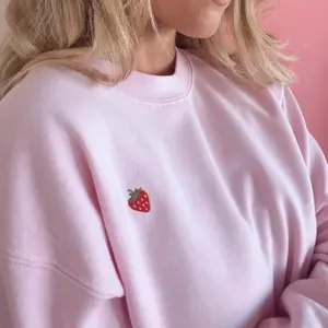 Strawberry Crewneck Embroidered Strawberry Sweatshirt