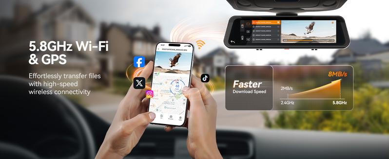 WOLFBOX G900 PRO Mirror Dash Cam with STARVIS 2 IMX678 128GB Card 5.8GHz WiFi 4K Front 2.5K Rear Video TikTokShopHolidayHaul Dashcam for Cars
