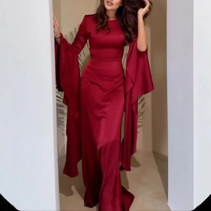 Women's solid color ruffle dress, elegant long sleeve dress for party, festival, wedding guests, women's spring and autumn dress, women's clothing - TikTok Shop Women's solid color ruffle dress, elegant long sleeve dress for party, festival, wedding guests, women's spring and autumn dress, women's clothing - TikTok Shop