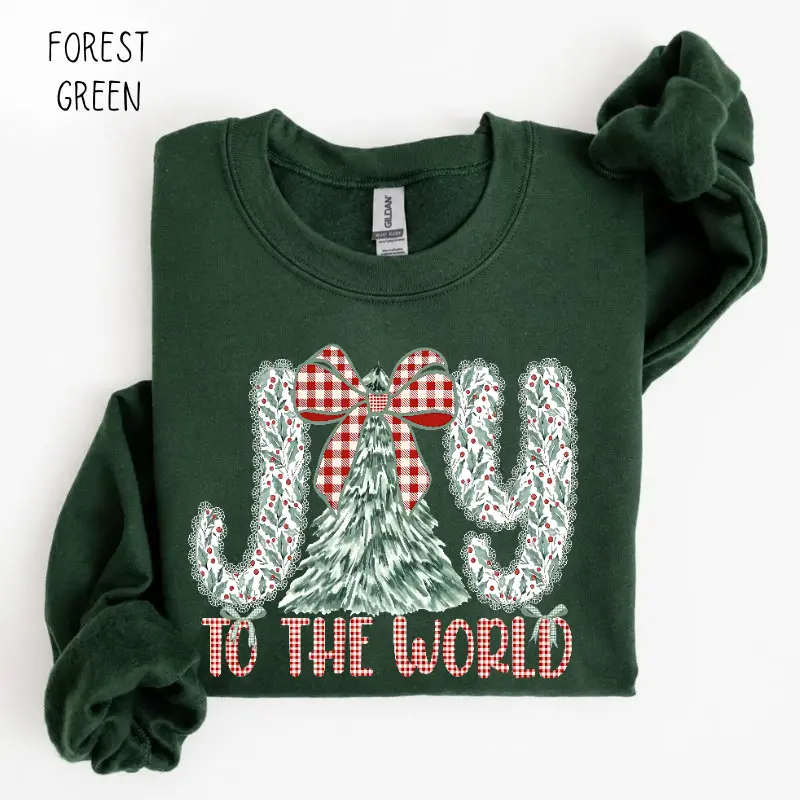 Christian Christmas Sweatshirt, Joy to the World Sweatshirt, Holiday Crewneck Women Xmas, Cute Jesus Christmas Tree, Cozy Xmas Gift Sweatshirt Pullover Crewneck Tops