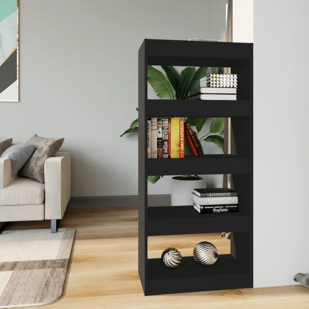 Book Cabinet/Room Divider Black 23.6"x11.8"x53.1" Engineered Wood