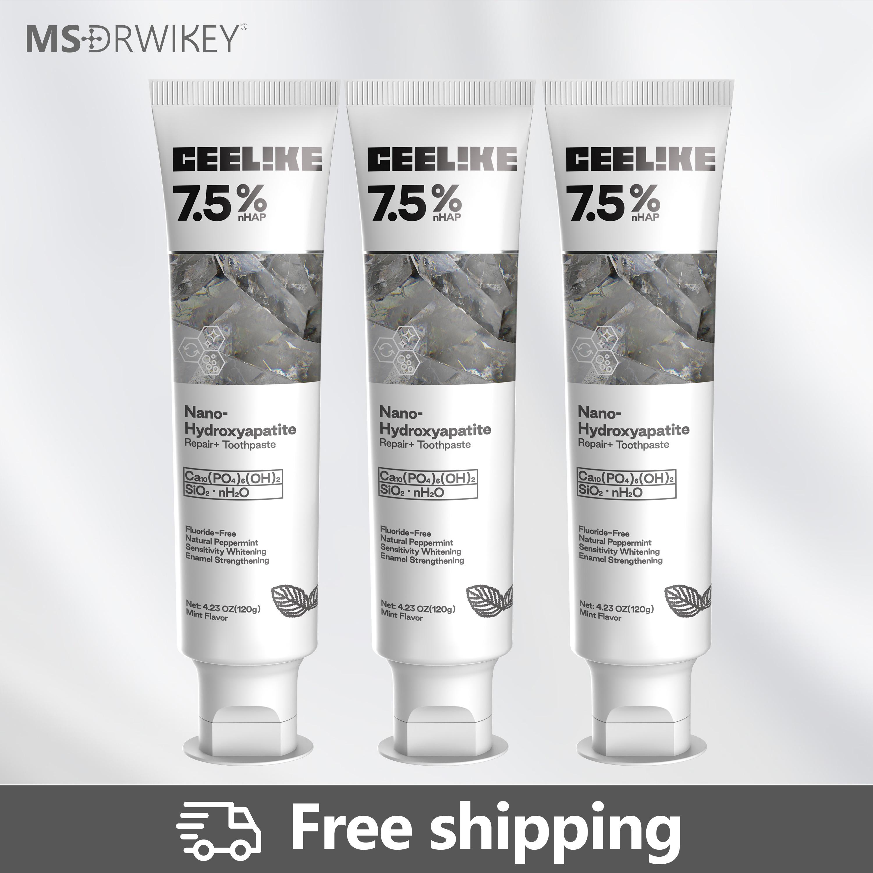 CEELIKE Fluoride-Free Nano Hydroxyapatite Toothpaste (3-Pack) | Enamel Repair & Fresh Breath | Gentle Mint | Total 12.69 oz Toothbrush Clean