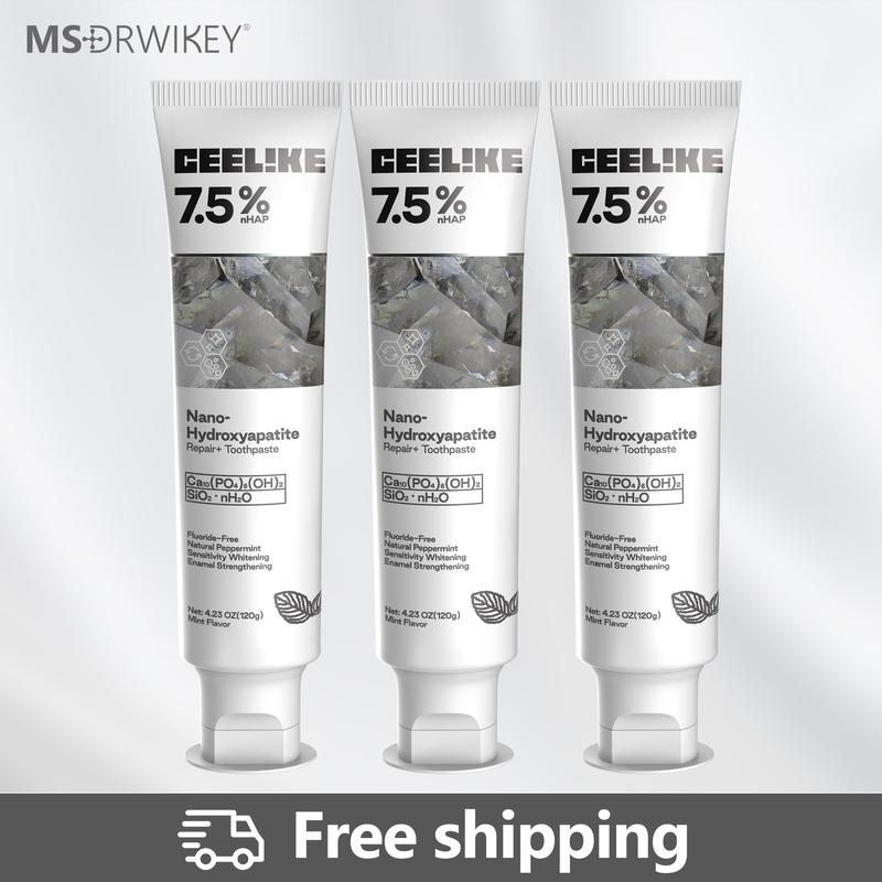 CEELIKE Fluoride-Free Nano Hydroxyapatite Toothpaste (3-Pack) | Enamel Repair & Fresh Breath | Gentle Mint | Total 12.69 oz Toothbrush Clean
