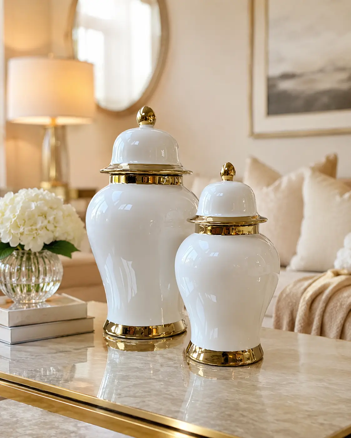 Luxury White Ceramic Ginger Jar  Small