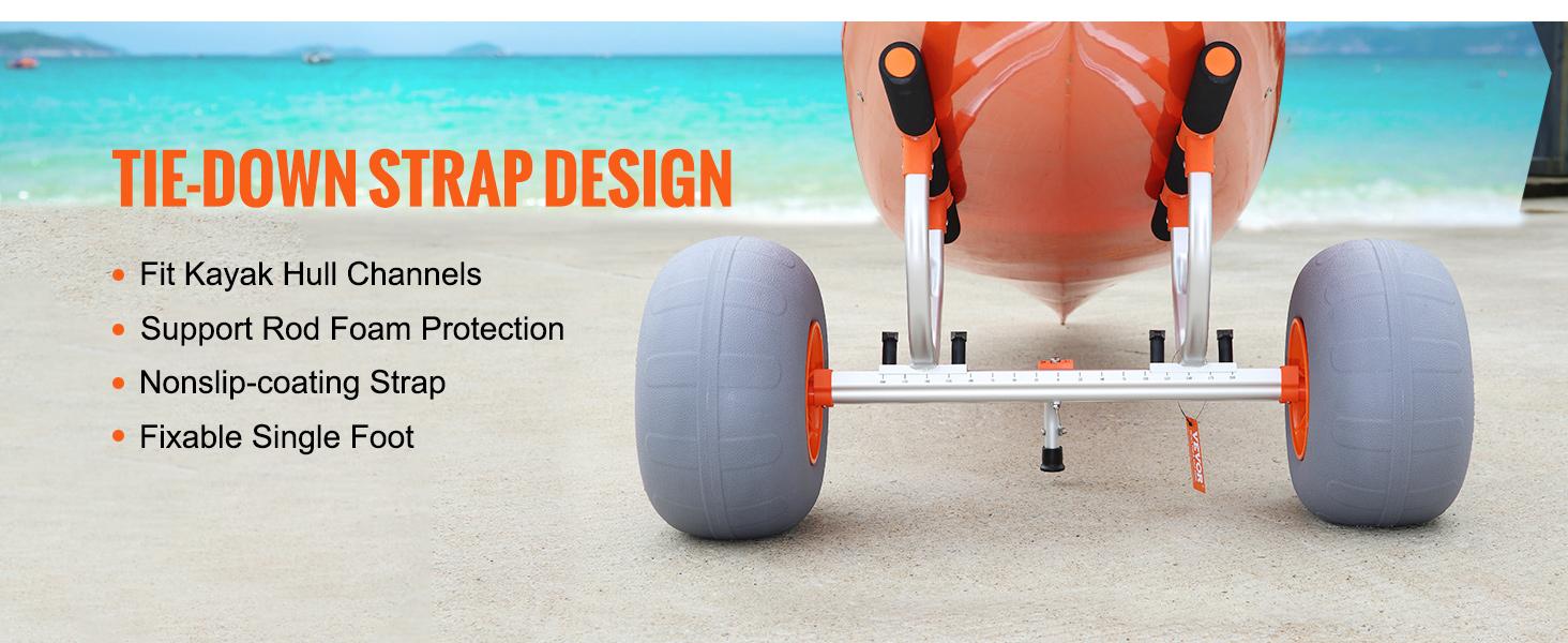 【fathersdaygift】VEVOR Heavy Duty Kayak CartFoldable Canoe Trolley Cart with 12'' TiresAdjustable Width 6.69"-17.32",350 Lb Weight Capacity Kayak Trolley for Kayaks Canoes Paddleboards Float Mats Jon Boats