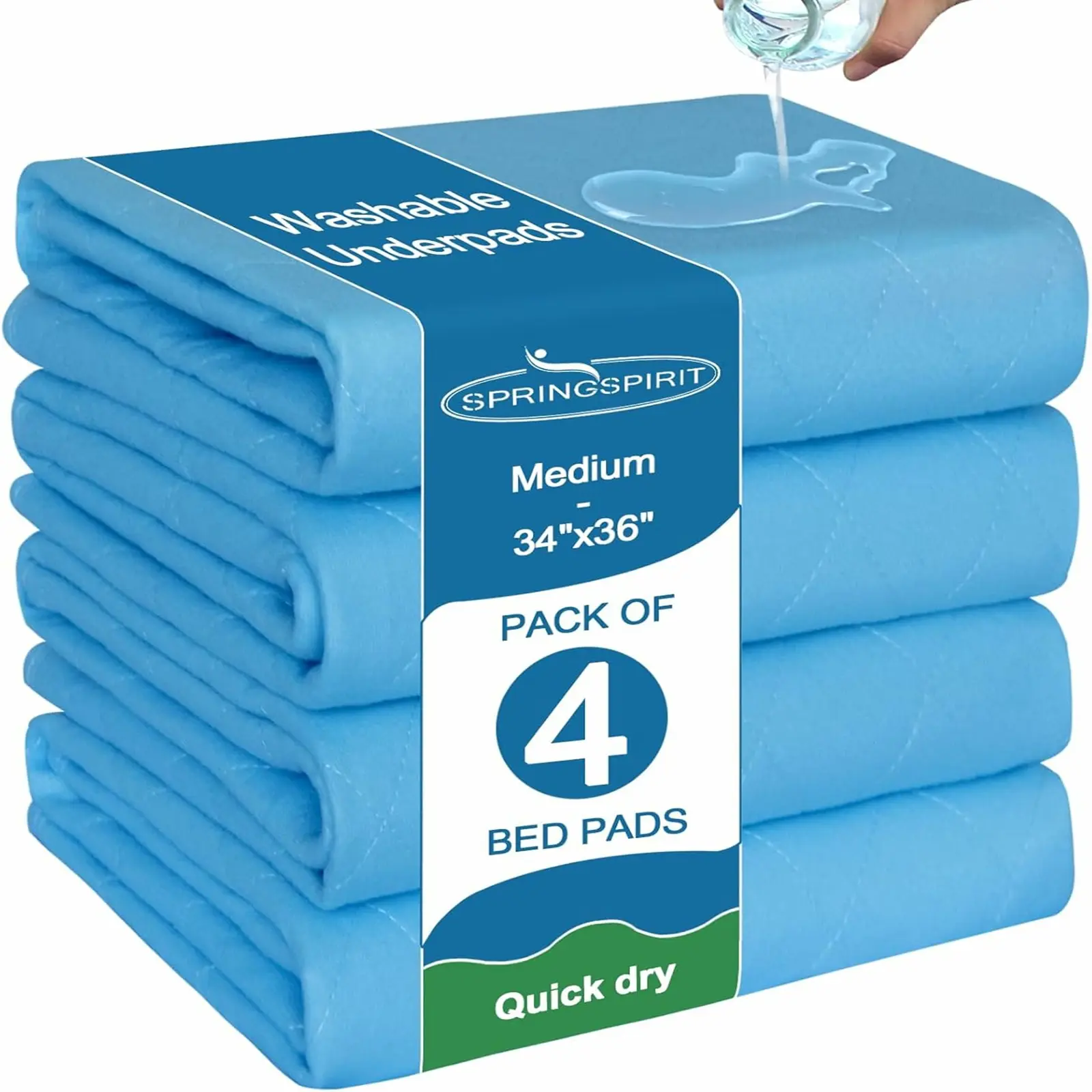 4-Pack Washable Underpads, Heavy Absorbency Reusable Incontinence Bed Protection Pads Pee Pad Leakproof Non-Slip Mattress Pad Protector for Elderly Adults Kids Pets, Waterproof Protective Pad for Bed, Couch, Sofa, Furniture, Floor #tiktokshopsummersale