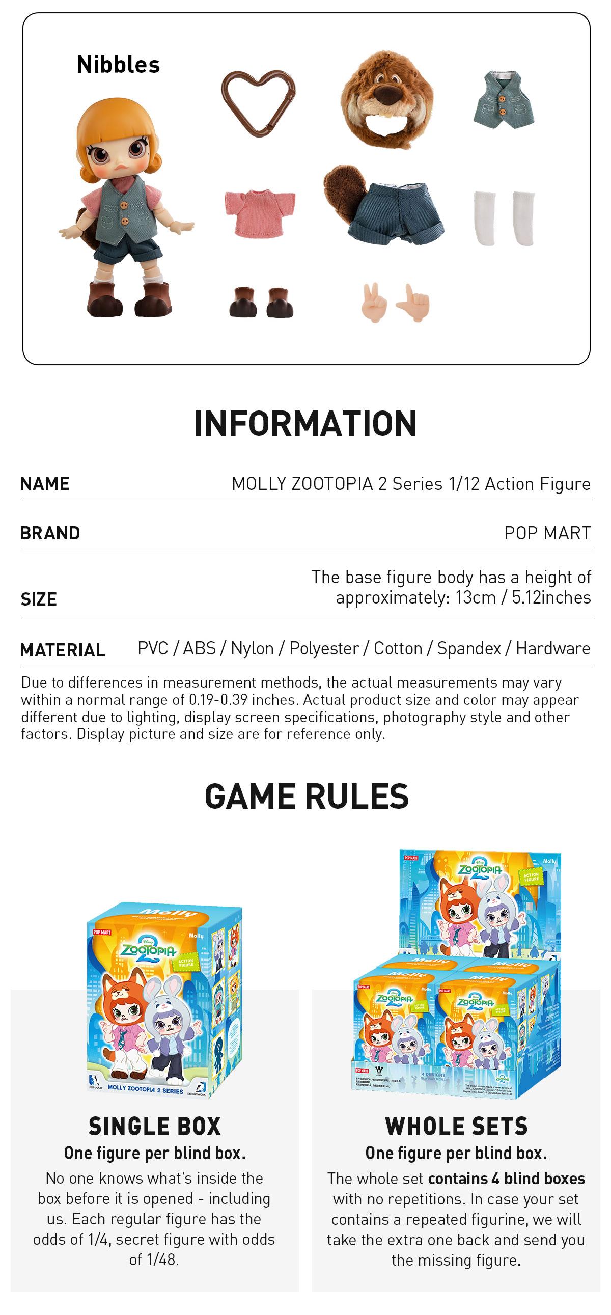 POP MART MOLLY ZOOTOPIA 2 Series 1/12 Action Figure