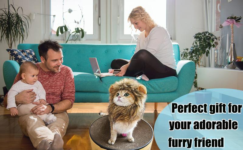 【Pet Supplies】Generic Lion Mane Wig for Cats Pet Costume Adjustable Headwear Fancy Dress Washable Soft Fur 1 Piece Easy Wear Make Pets Cute Festival Party Gift