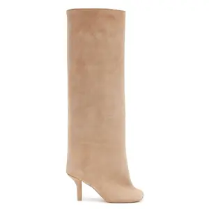 Women's Black PU Knee High Boots Wide Calf Stiletto High Heel Horseshoe Design for Stylish Comfort Versatile Wear