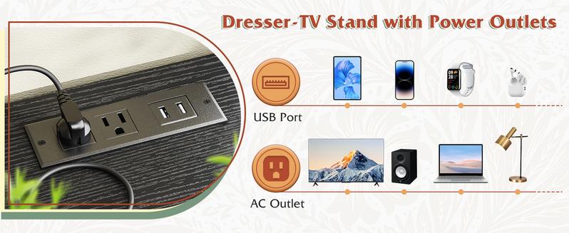 【Jumpstar Sale】 Raybee Furniture Small Space Drawer Dresser for Bedroom, TV Stand 50" TV with Charging Station & LED, Living Room Dresser with 5 Drawers, Entertainment Center, Fabric Dresser Storage Bin Organizer for Bedroom Furniture 【Jumpstar Sale】 Raybee Furniture Small Space Drawer Dresser for Bedroom, TV Stand 50" TV with Charging Station & LED, Living Room Dresser with 5 Drawers, Entertainment Center, Fabric Dresser Storage Bin Organizer for Bedroom Furniture
