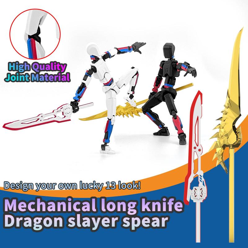 Premium T13 5-Pack Action Figures Pre-Assembled 3D Printed Multi-Colored Robots (Titan/Nova/Lucky/Dummy 13) with Laser Saber | Figura de Acción