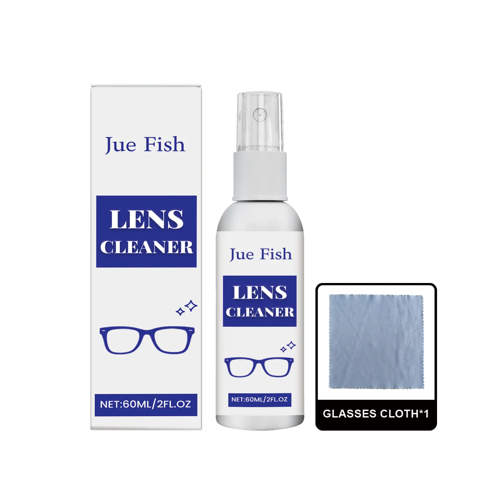 Eyeglass Lens Cleaner Spray Cleaning Kit, Includes Cloth & Compact Bottle, Removes Dust, Smudges, Fingerprints for Camera Lenses, Glasses, Sunglasses (Smudge-Free)