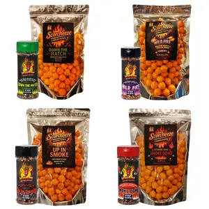 All 4 Ultimate Scorcheeze Flavor Explosion Bundle - All 4 Flavors of Scorcheeze and Wild Side Seasoning Bag and Bottle Bundle - Cheese Puffs - Spicy Snacks -