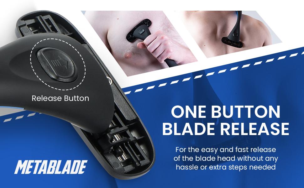 Metablade Men's Back Shaver - Long Handle, Ultra-Wide Stainless Steel Replaceable Blade, 2-Piece Body Hair Trimming Groomer Tool for DIY Shaving (Multi-Pack Option), Two Piece