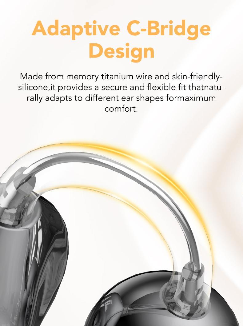 [Valentine's Day] Tukio 2026 M100 Clip-On Ear Headphones with Audio-Visual Touch Screen Wireless Audio Headphones for Music & Phone Calls Sport Waterproof & Sweatproof with Bluetooth 6.0 for Faster Stable Connection & Low Power Use