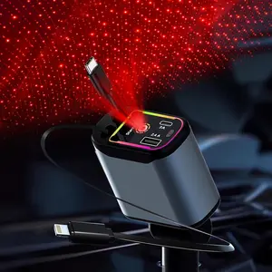 Starlight Retractable Car Charger,66W Fast Car Chargers Adapter 4 in 1 with 2 USB Car Chargers for Phone iPhone 16/15/14/13/12/11 and for Android