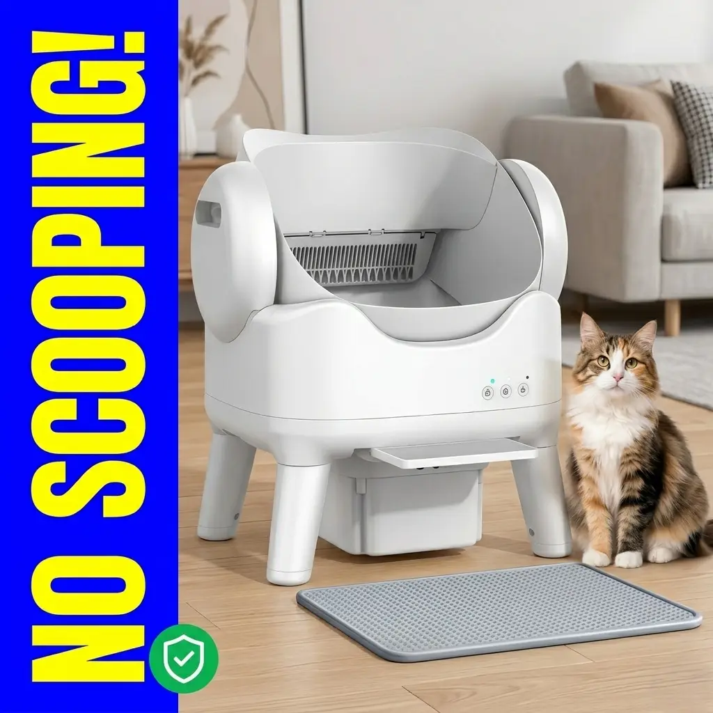 Self-Cleaning Cat Litter Box, Automatic Smart Litter Box with Triple Safety Sensors, Odor Control & Quiet Operation Cat Toilet, Large Capacity, 8-Day Scoop-Free, No App No Wifi Needed