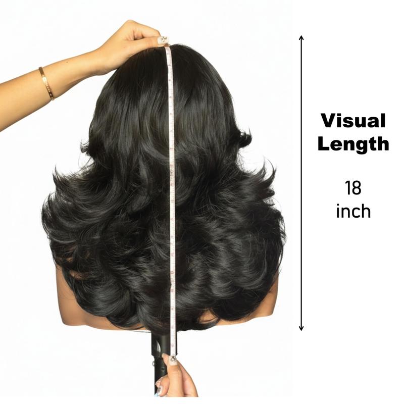 [Detroit Layers] Beginher Hair Extra Full & Voluminous 20 inches Middle Part Heat Resistance Fiber 250% Density Big-Head Friendly Kash Doll Curl Farrah Fawcett Layers 4x4x1 T-Part Lace Synthetic Pre-Cut Glueless Wigs Natural Black Color
