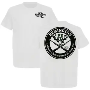 Remington Gunmaker Since 1816 T-Shirt, Skull & Deer Antler Graphic, Classic Hunting Tee, White Cotton Top Menwear, Gift for Gun Lovers.