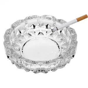 Crystal Glass Ashtray for Indoor and Outdoor Decorative Ashtrays for Home, Office, Restaurant (Round)