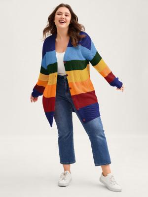 【Super Soft】BLOOMCHIC 2026 Valentine's Gift for Cruise Colorblock Contrast Texture Button Cardigan Long Sleeve V-Neck Fitted Casual Winter Multicolor Geometric Print Acrylic Women's Knitwear Vneck Womenswear
