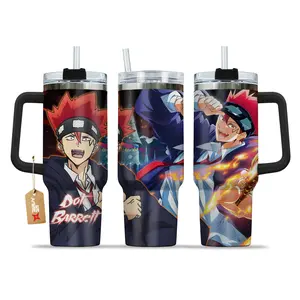 [Sip40 Otaku] Mashle Dot Barrett Anime Tumbler 40oz With Handle Stainless Steel Cup, Magic School Anime Travel Mug, Iced Coffee Tumbler, Gift for Anime & Manga Fans