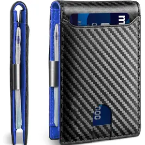 Carbon Fiber Slim Wallet for Men - RFID Blocking Bifold Leather Money Clip - Thin Credit Card Holder with - Dry Clean Only