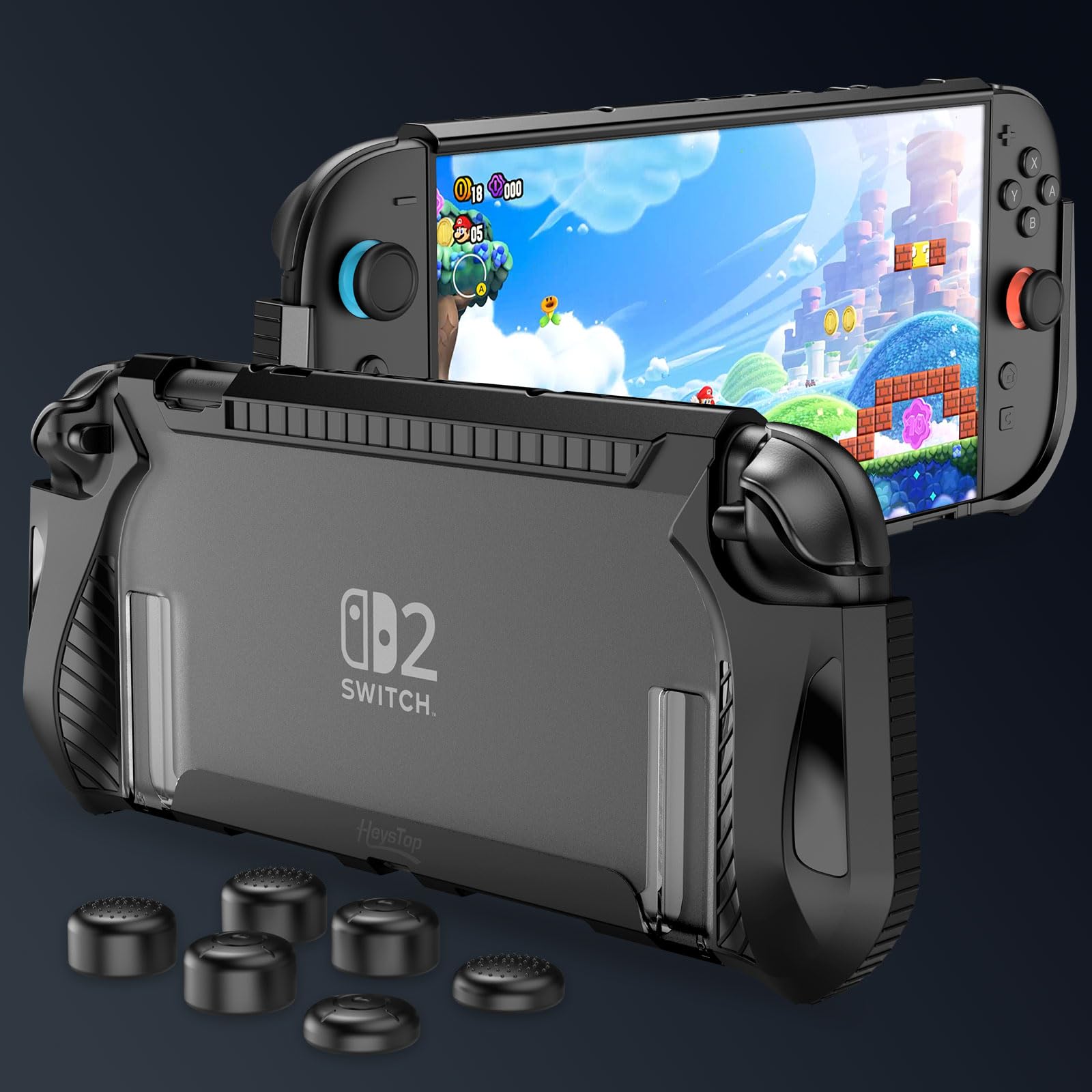 Case for Switch 2 Accessories Bundle with Switch 2 Dockable Protective Cover Switch 2 Tempered Film,Switch 2 Racing Wheels Joycon Grip Cover for  Switch 2 Controller