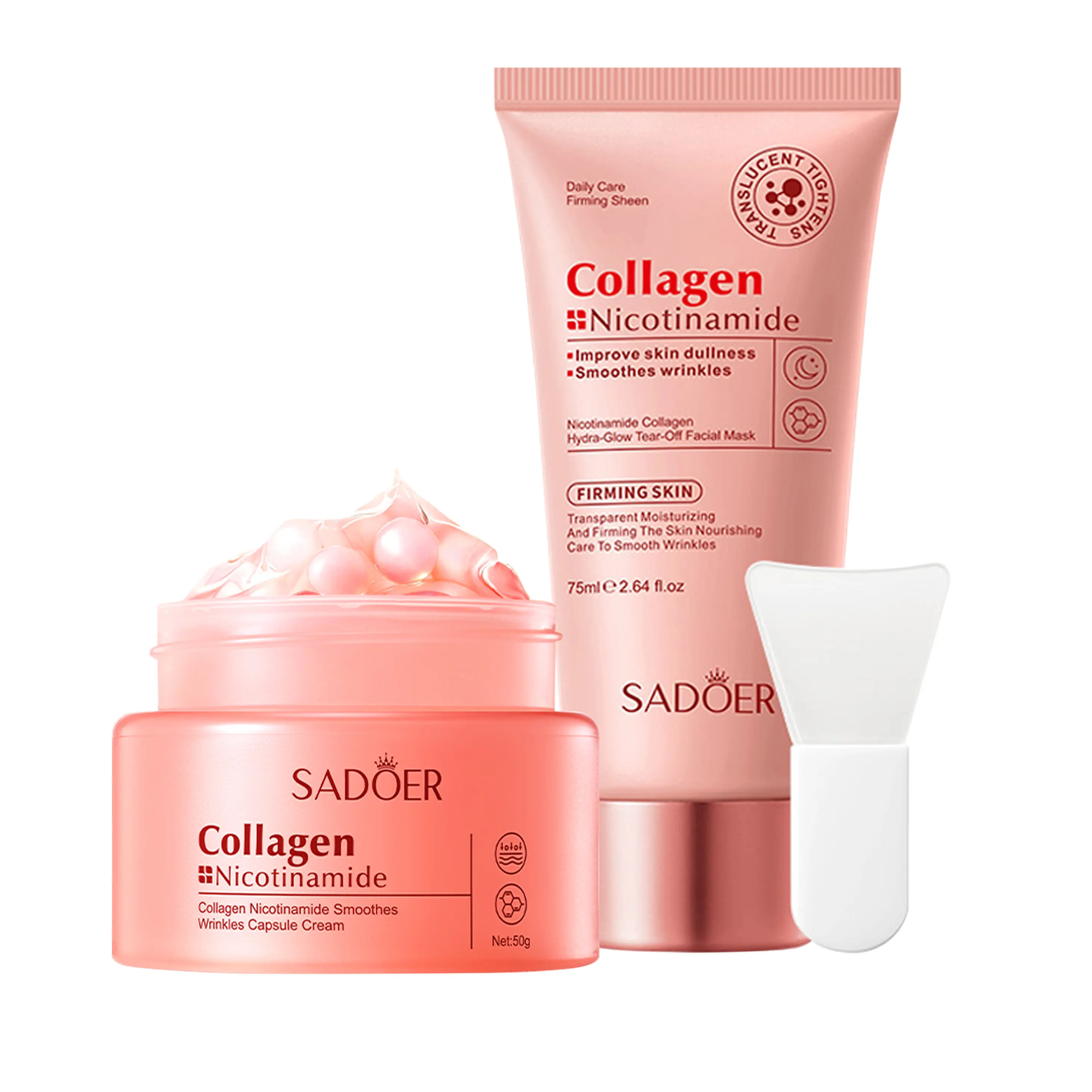 Collagen Night Wrap Mask & Burst Boba Capsule Creams Set - Viral Korean Glass Skin Anti Aging Bundle, Hydrating Overnight Moisturizer Beauty Products (Capsule Creams+Mask)