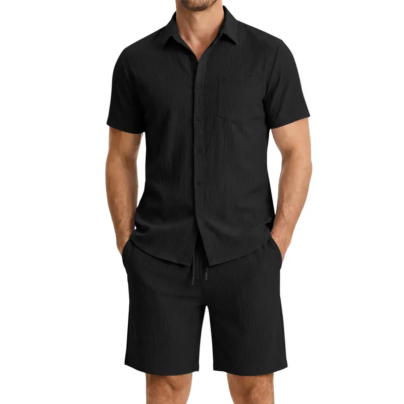 JMIERR Mens 2 Piece Short Sets Short Sleeve Shirts and Shorts Summer Beach Vacation Texture Outfits