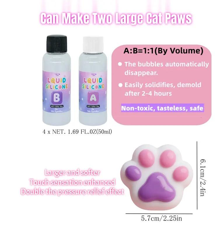 Valentine's Day Gifts DIY Glow in the Dark Big Cat Paw Taba Squishy Kit - Make Your Own Slime with Rubber Tree & Creative Gift Set for Girls