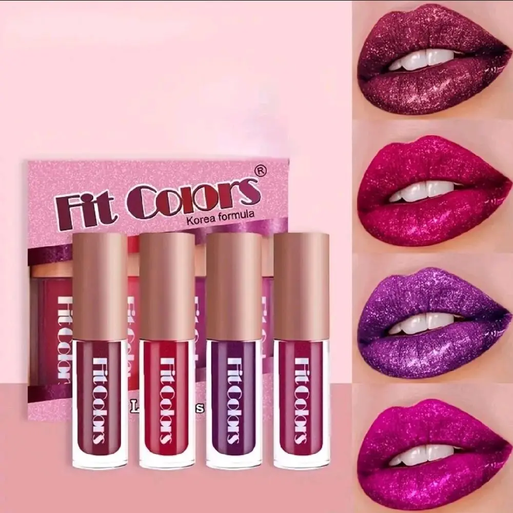 4pcs Metallic lip shimmer lipstick