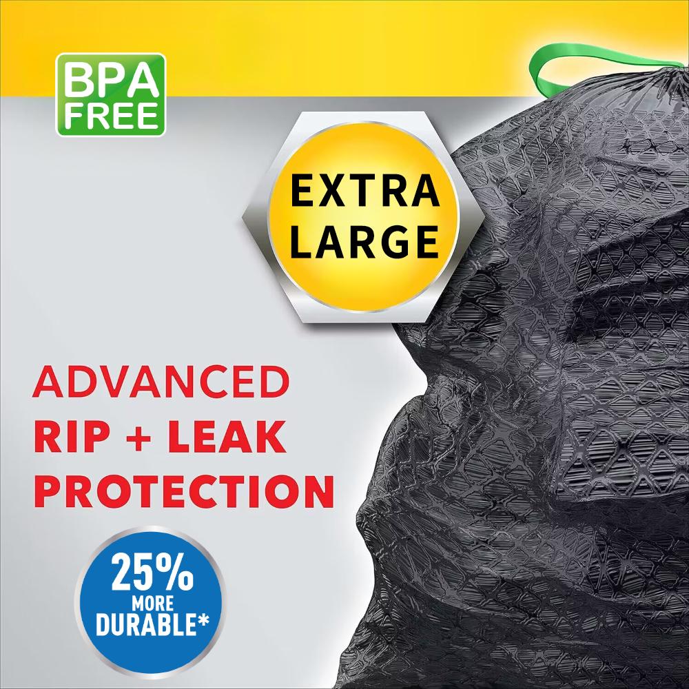 144 Bags 30 Gallon 24 Roll Non Tear Disposable Large Drawstring Black Trash Bags For Large Kitchen Trash Can, Ultra Strong 144 Count 113.5L Multipurpose Cleaning Supplies For Industrial, Garden, Home, Commercial - Durable, Leak-Proof, And Easy To Use
