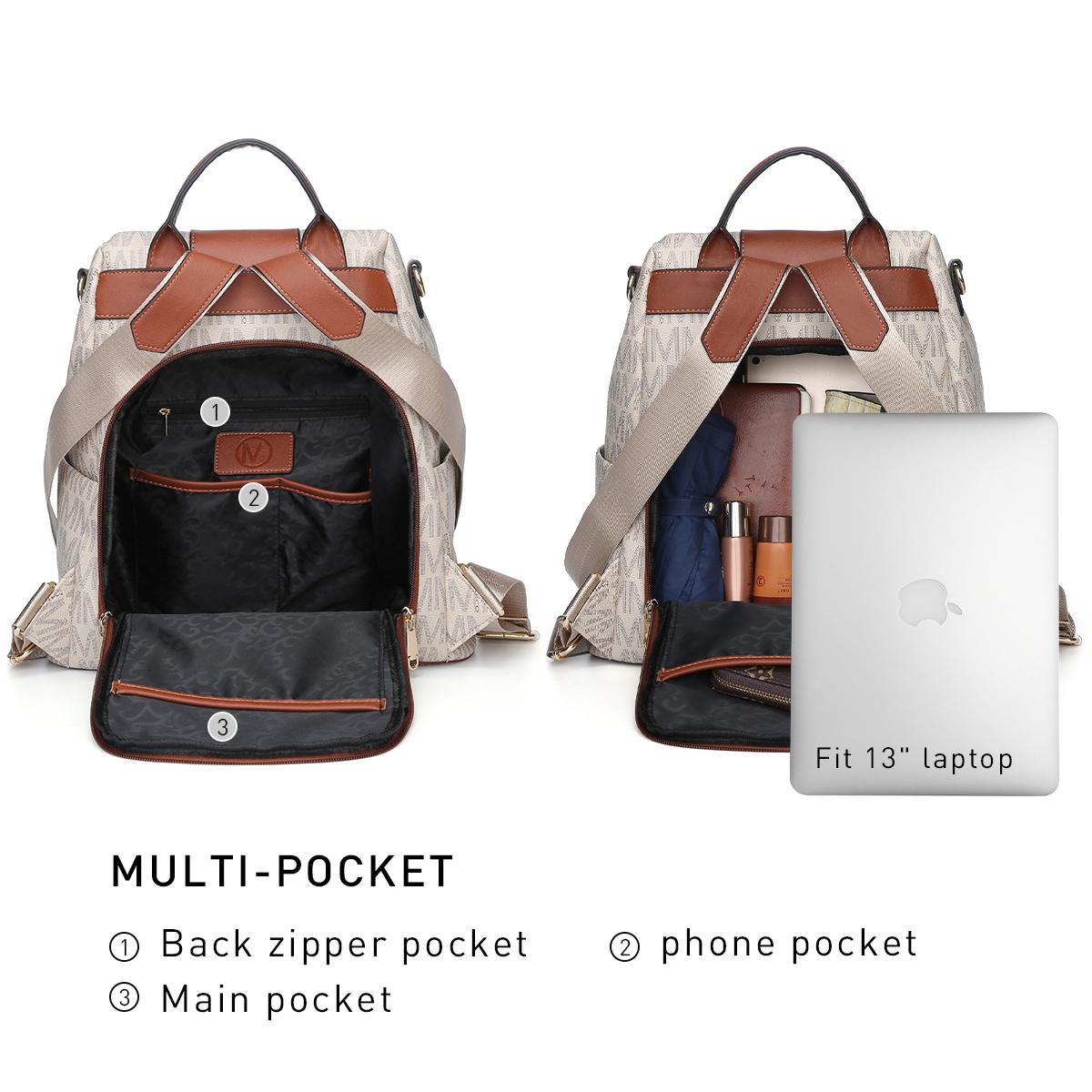 8965 MKP Small Backpack Purse Fashion Multi Pockets Daypacks with Front Zip MKP COLLECTION Mini Backpack Purse for Women Fashion Cute  main image 2