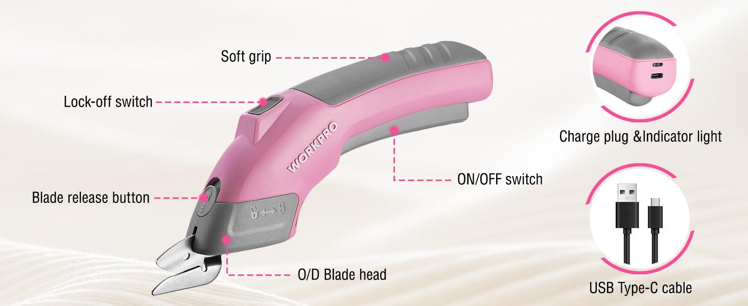 #JumpstartSale WORKPRO Cordless Electric Scissors, 4V Rechargeable Powerful Shears Cutting Tool for Fabric, Leather, Carpet and Cardboard, Power Rotary Cutters for Sewing, Scrapbooking, Crafting