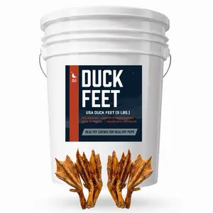 USA Duck Feet Bucket (5lbs./~125-135 Feet) Bulk Natural Dog Chew Treats - Human-Grade and 100% Natural - Only Washed with Water - Natural Scent
