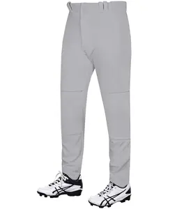 Penveer Full Length Men's Baseball Pants, Open Bottom, Loose Fit Adult Baseball Pants with Adjustable Length (Grey)