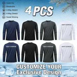 Set of 4 Long-Sleeve Quick-Dry T-Shirts (Unisex) - Stylish, breathable, ultra-comfortable | Suitable for gym, running, hiking, everyday wear | Ideal personalized gift (Halloween, Thanksgiving, Christmas, and couples’ birthdays) - Stay dry and trendy, runn