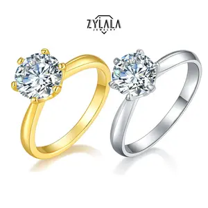 [370] 1/2Carat Synthetic Moissanite Ring Classic 6 Claws Elegant Design Sterling 925 Silver Engagement Ring Christmas Gift
