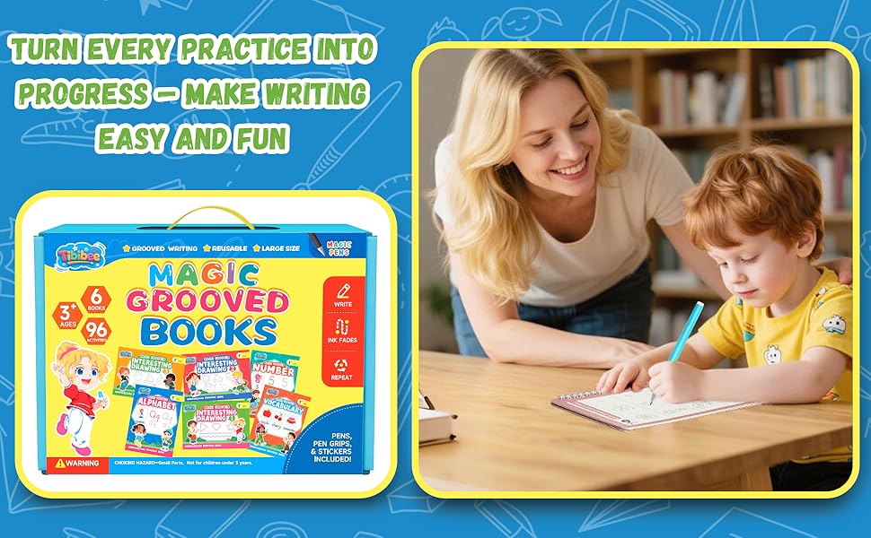 2026 Magic Grooved Writing Practice for Kids Ages 3–8, Reusable ...